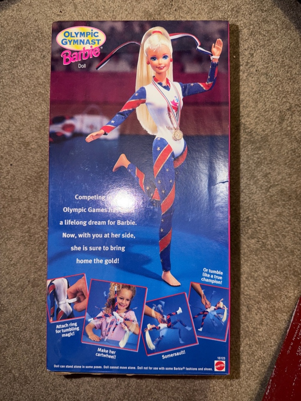 Barbie Olympic Gymnast Doll in Red, White & Blue Stars Leotard - Picture 2 of 2